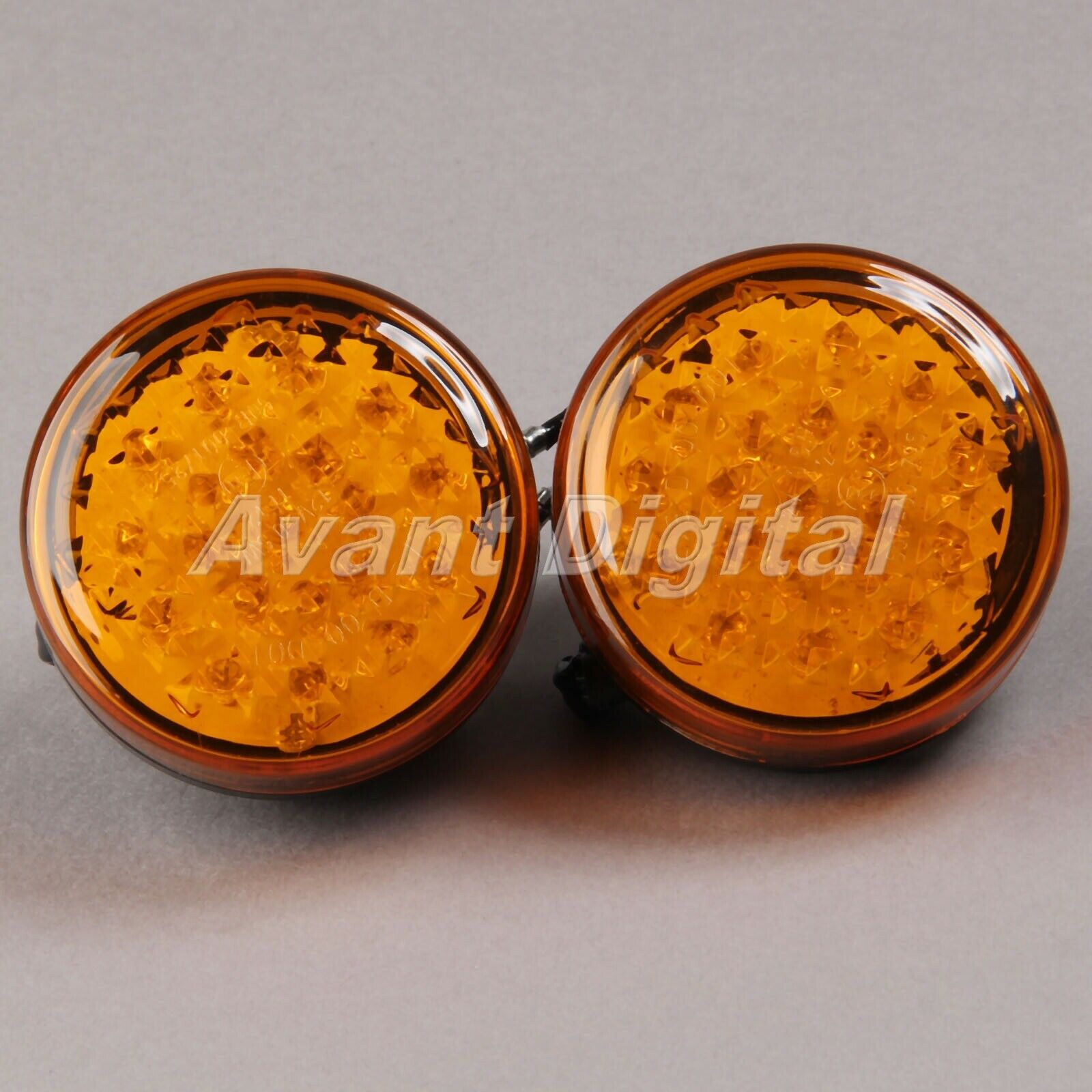 Motorcycle Amber Round Reflector Turn Signal Light Indicator Yellow Lens Bulbs