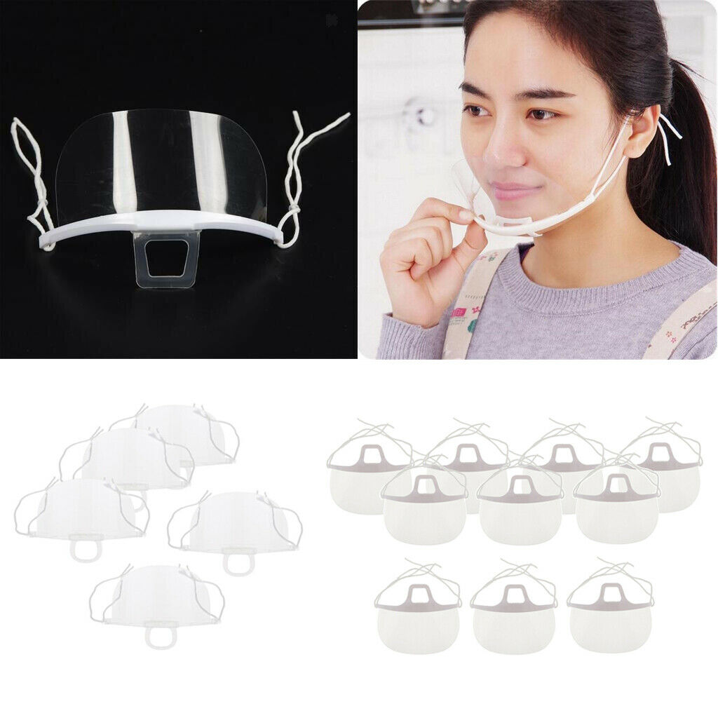 50x Anti-fog Mouth Shield Visors Reusable Catering Face Shield Transparent