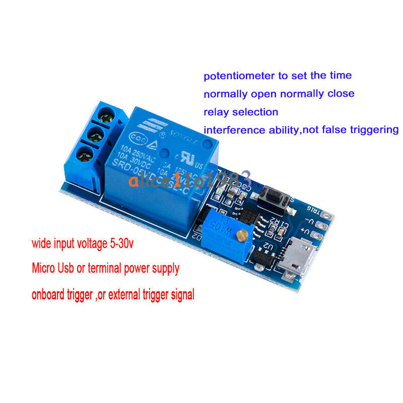 5V -30V Micro USB Power Delay relay Timer control module Trigger delay switch