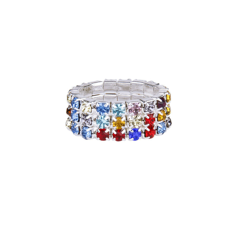 Elastic Multicolor 3 Row Crystal Rhinestone Toe Ring Bridal Jewelry 9mm