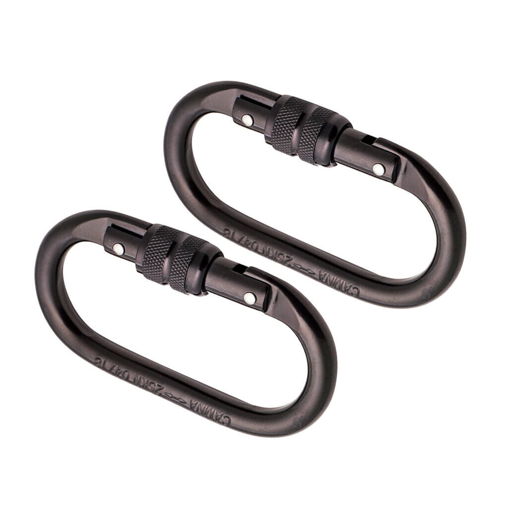 2 Packs Oval Shape 25KN High Strength Screw Locking Carabiner CE Certified