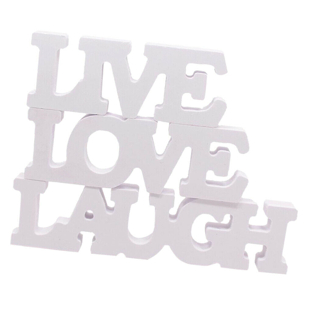 3 Pcs/Pack White Wooden Sign Decor LAUGH LIVE LOVE Wall Door Decoration Home