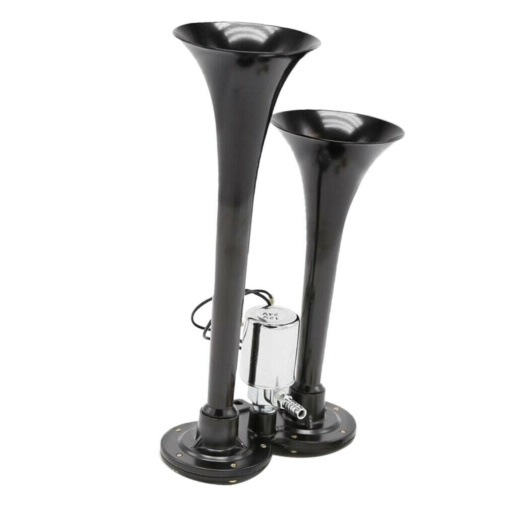 12V Dual Trumpet Air Horn - Classic Super Loud Powerful Train Car Truck Boat Air