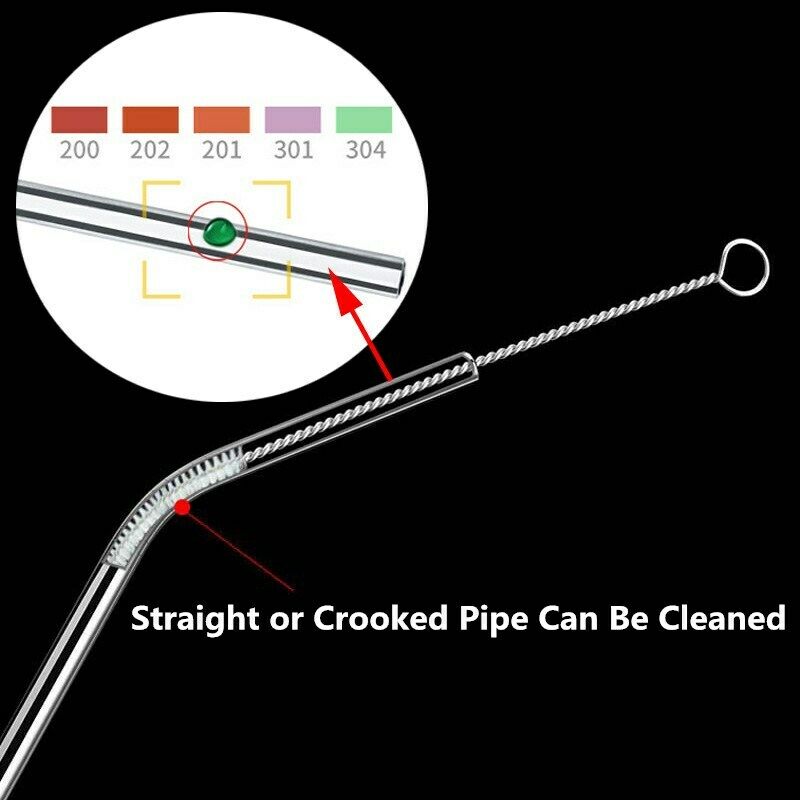 10.5"Long Reusable Stainless Steel Straight Drinking Straws w/ Cleaner for 30 Oz