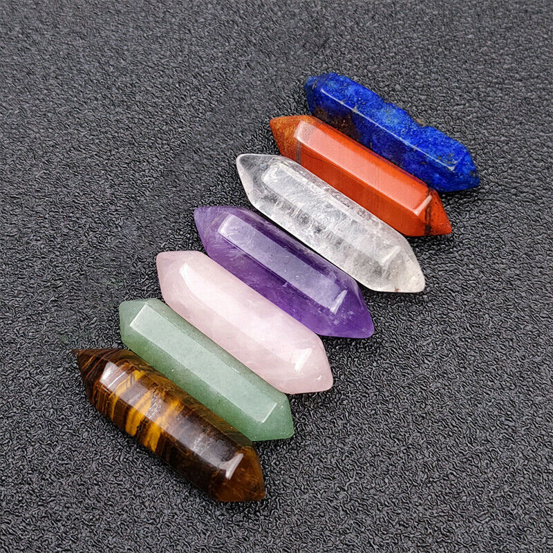 Seven Chakra Energy Healing Stone Set Natural Crystal Column Decoration Gift Box
