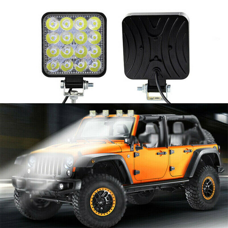 4Pcs 48W LED Square Work Light Pods Flood Spot Lamp Car Truck Off Road Tractor
