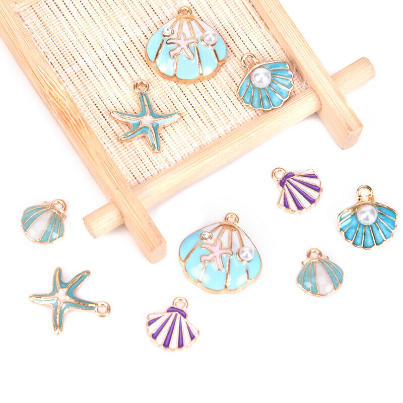 10pcs/lot Enamel Sea Starfish Shell Charms Pendant DIY Jewelry Making Findi SJ