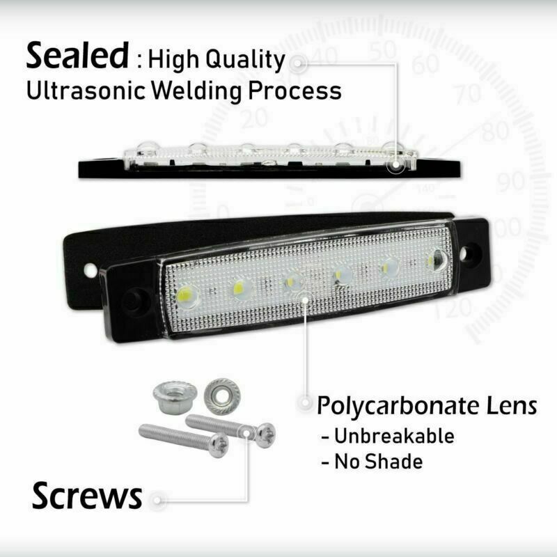 50x 3.8" White Side Marker Clearance Lights 6 LED for Car Truck Boat Trailer 24V