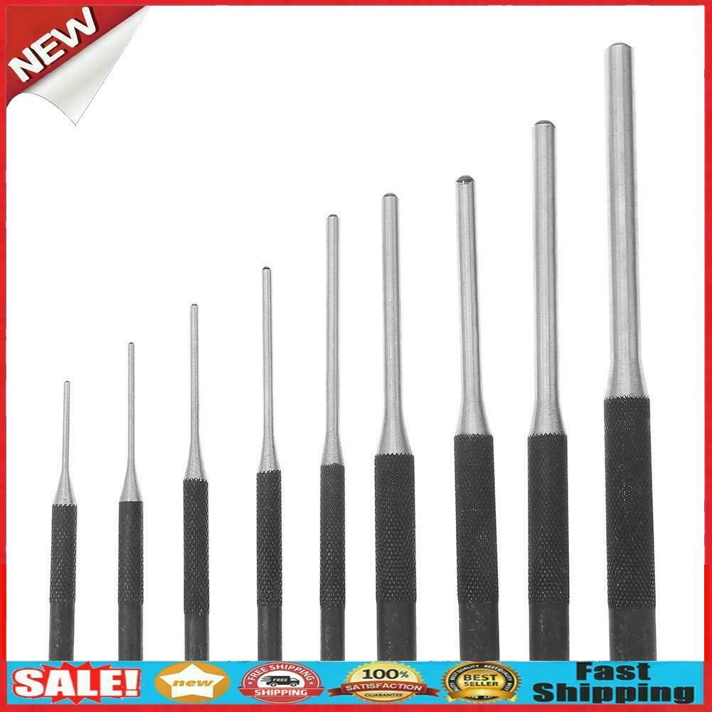 9pcs Multi Size Round Head Pins Set Punch 40CR Steel Grip Roll Pins Punch Tool