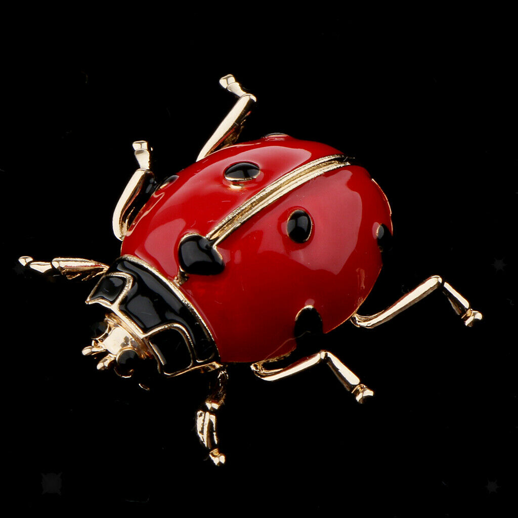 2pcs Insects Ladybug Coccinella Enamel Lapel Collar Costume Pin Brooch