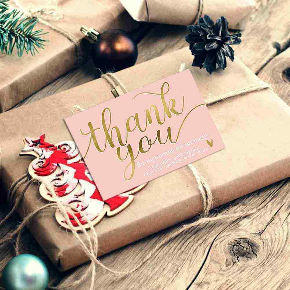 50 Pcs Pink Thank You Card Businesses Greetings Card Praise For Small NEW