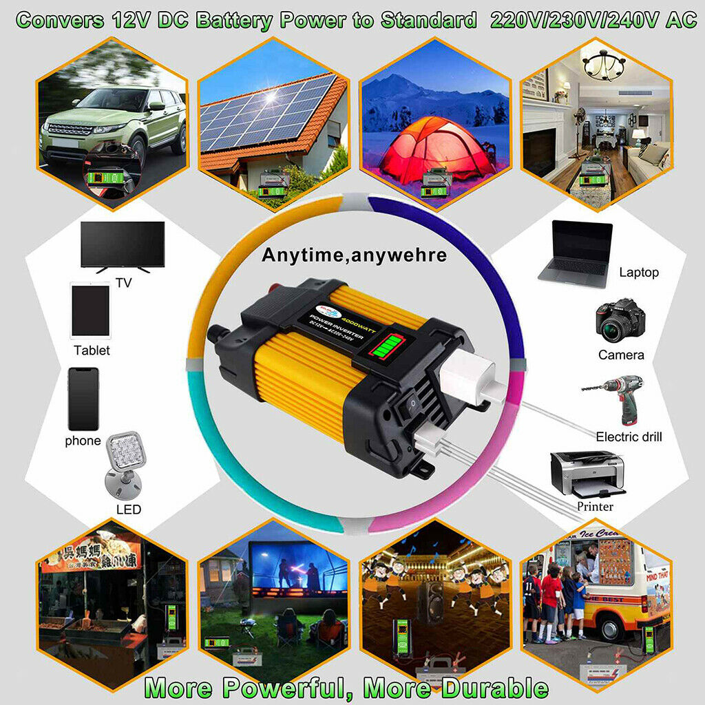 Car Power Inverter Solar Converter Modified Wave for Car RV Universal 4000W