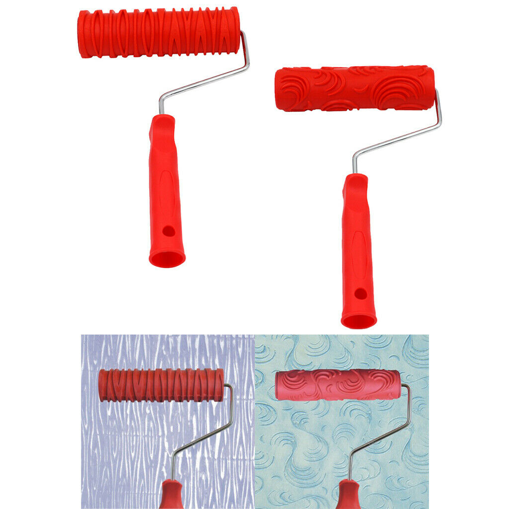 2pcs 7inch Patterned Paint Roller Embossing Decorative Roller for Room Cafe