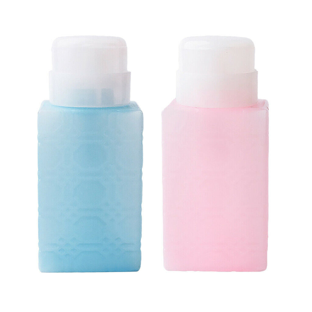 220ml Nail Art Tips Empty Dispenser Nails Remover Pumping Bottle Blue Square
