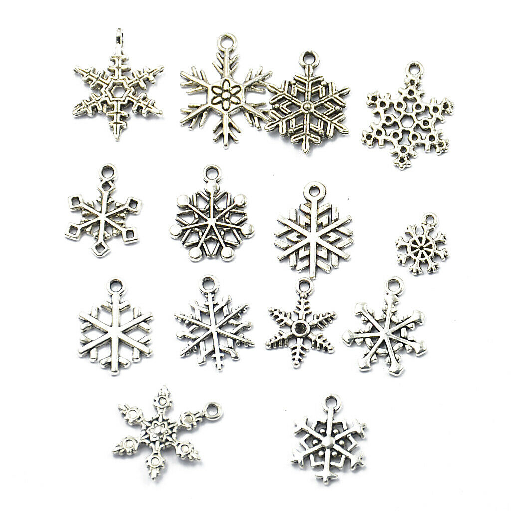 20Pcs Snowflake Charms Pendants Beads for Bracelets Jewelry Findnigs Crafts