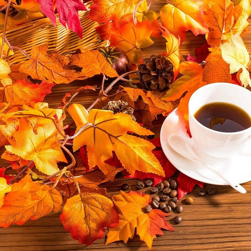 1X(2 Pcs Artificial Autumn Maple Leaves Garland, Fall Hanging Plant for Home9I8)
