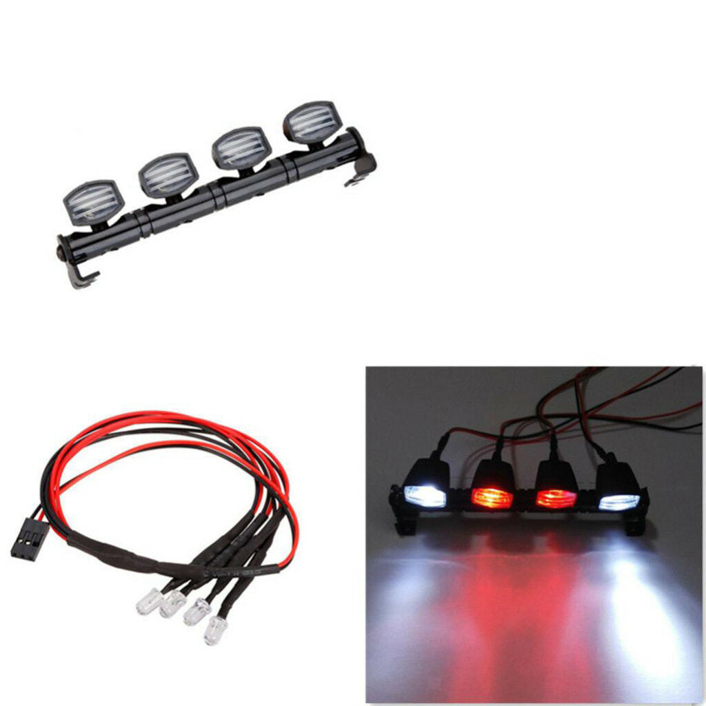 Roof Lights 2White 2Red w/ Cover Lampshade for 1/10 RC Crawler