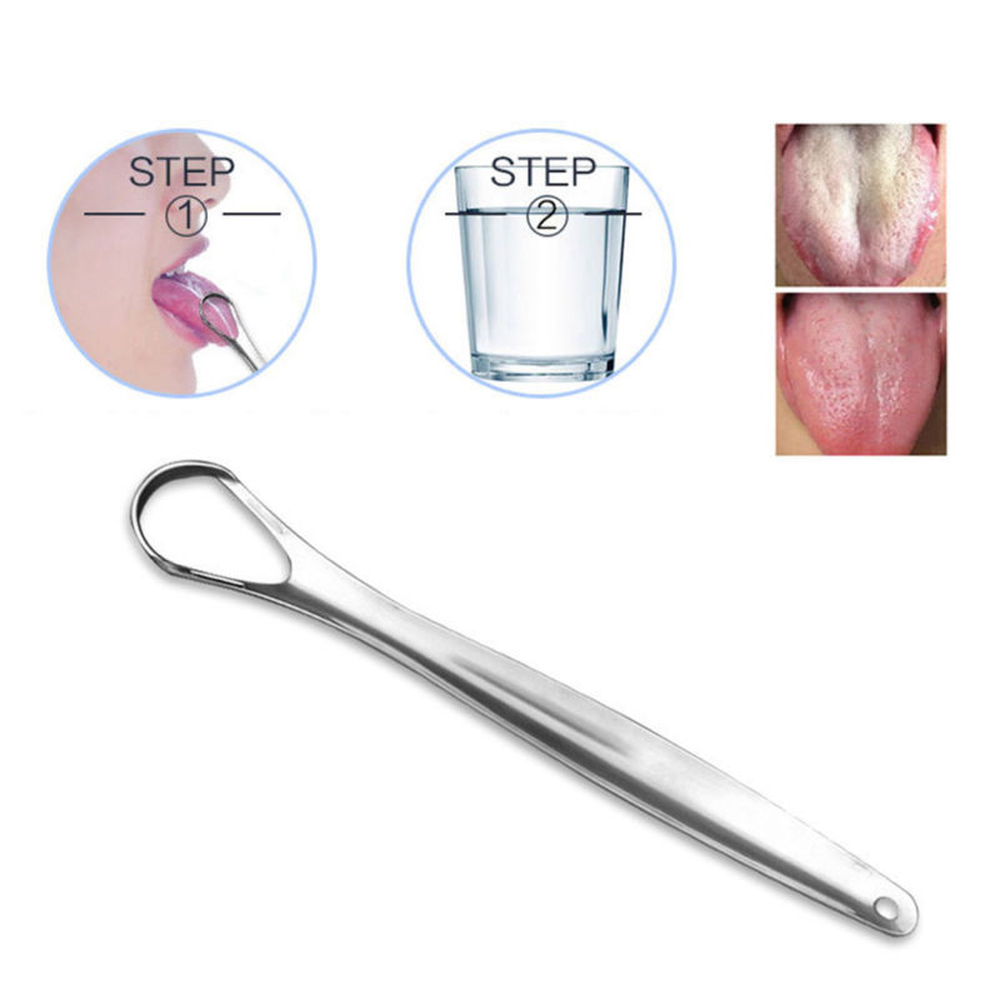1PC Stainless Tongue Cleaner Scraper Oral Care Bad Breath Sweeper Health Tool