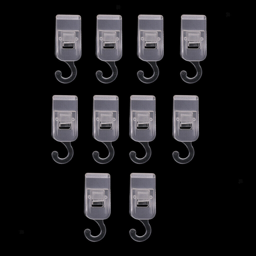 10 Pieces Utility Made of Clear Plastic Clip with Hooks for Sign , Clothes