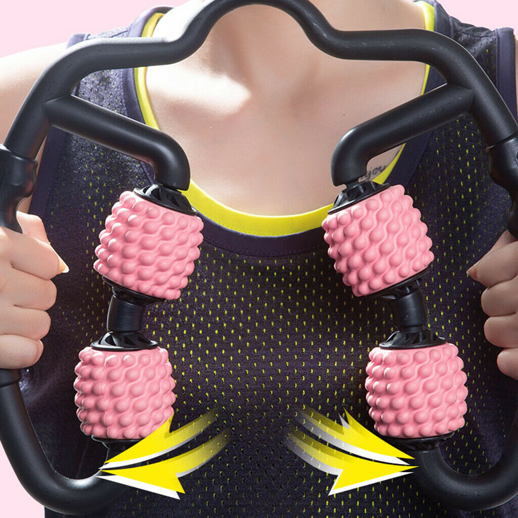 2 Pieces Portable Roll Wheel Massager Neck Full Body Muscle Stress Relief