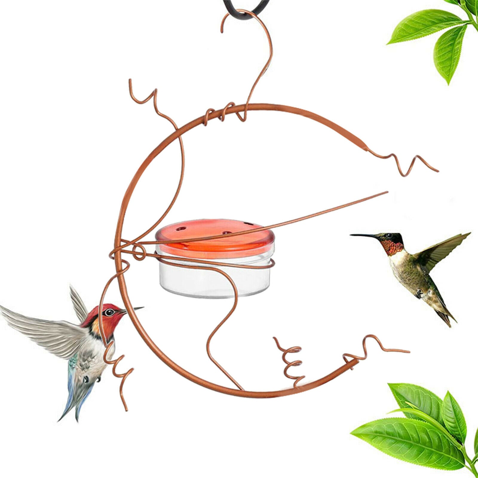 Metal Hummingbird Feeder with 4 Ports Outside Patio Yard Hanging Home Garden