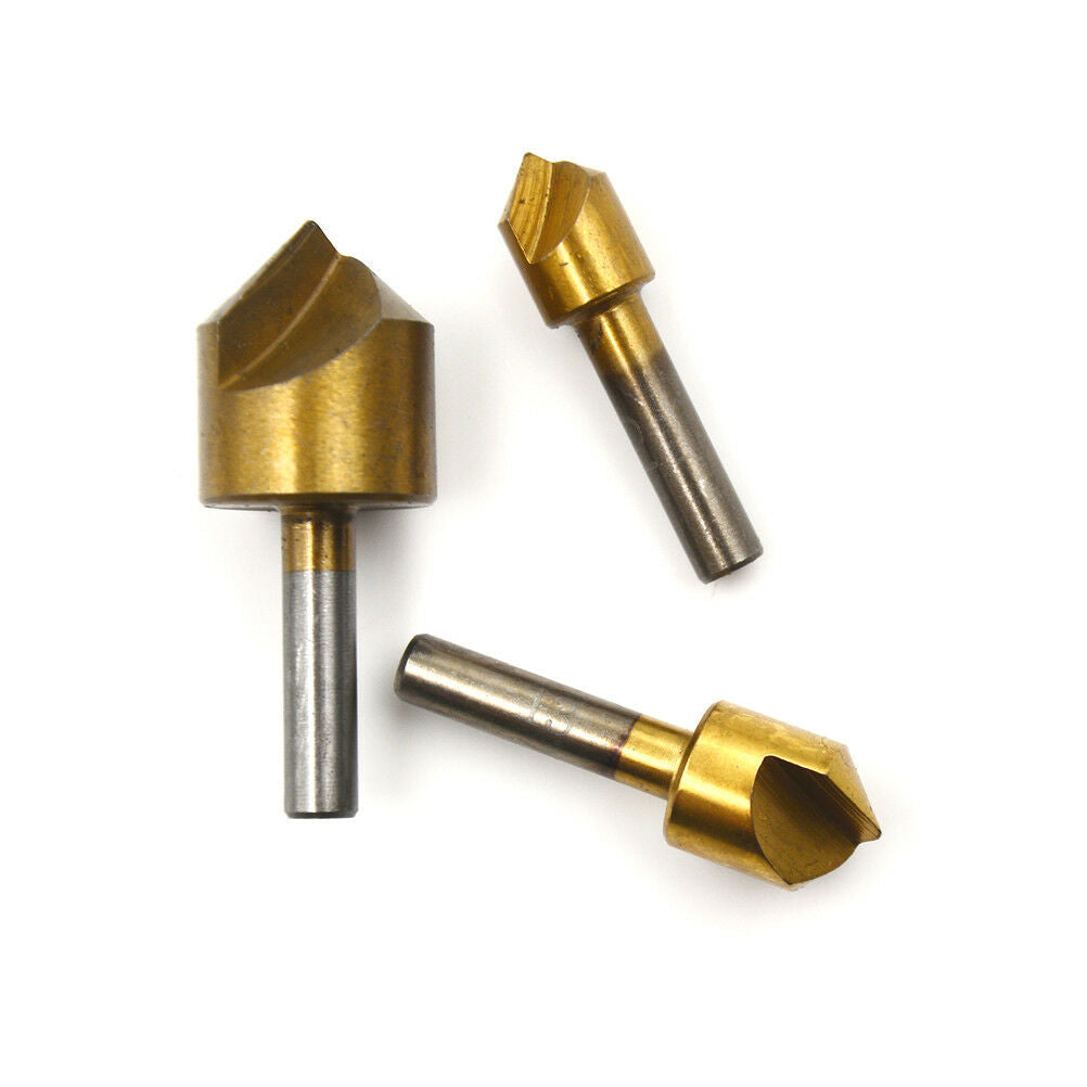 3X Single Flute 90° Edge Chamfer Countersink Deburring Drill Bit 3/8 1/2 3/4 -DD