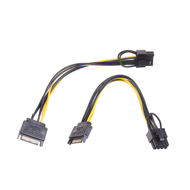 2PCS 15pin SATA Male to 8pin(6+2) PCI-E Power Supply Cable 15-pin to 8 pi.l8