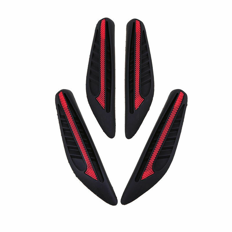 4PCS Rubber Car Side Door Edge Protection Guards Stickers Red Universal 96x23mm