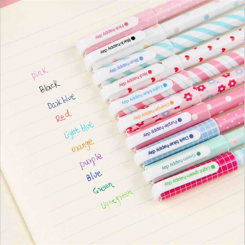 10 Colours/Set 0.38mm Gel Pen Cute Pens Student Office Accessories