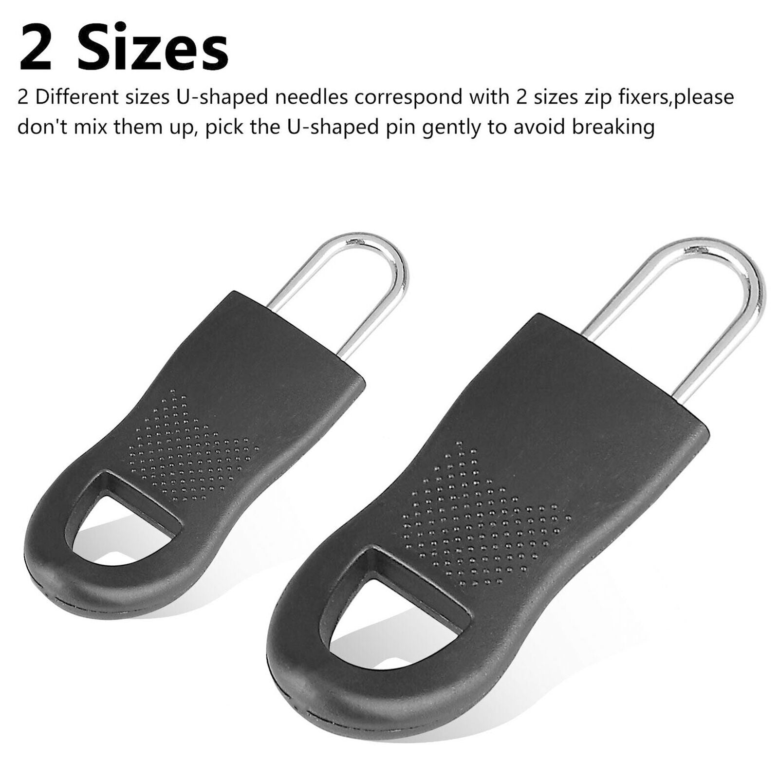 16 Pcs Zipper Pull Replacement Repair Mend Kit For Luggage Jacket Backpack Black