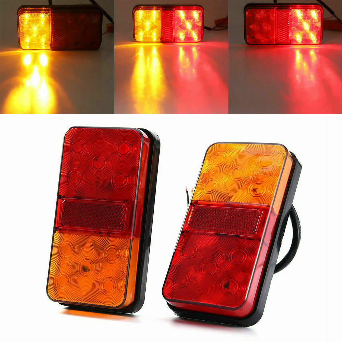 2x LED Waterproof Tail Lights Kit RV Camper Trailer Truck Rear Turn Signal 12V