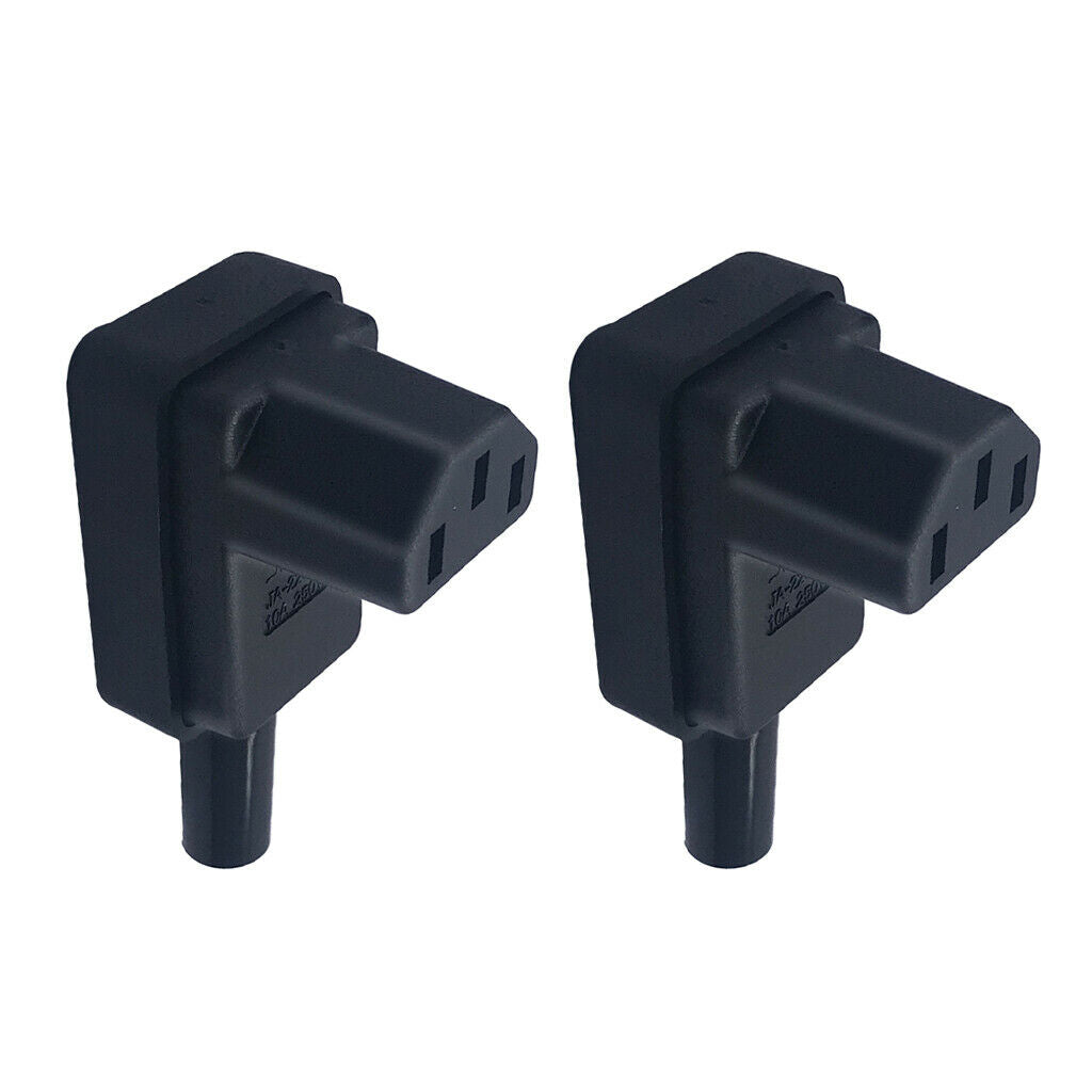 2 Pieces C13 Power Plug 90 Degree IEC 320 C13 Female Plug Power Wire Adapter
