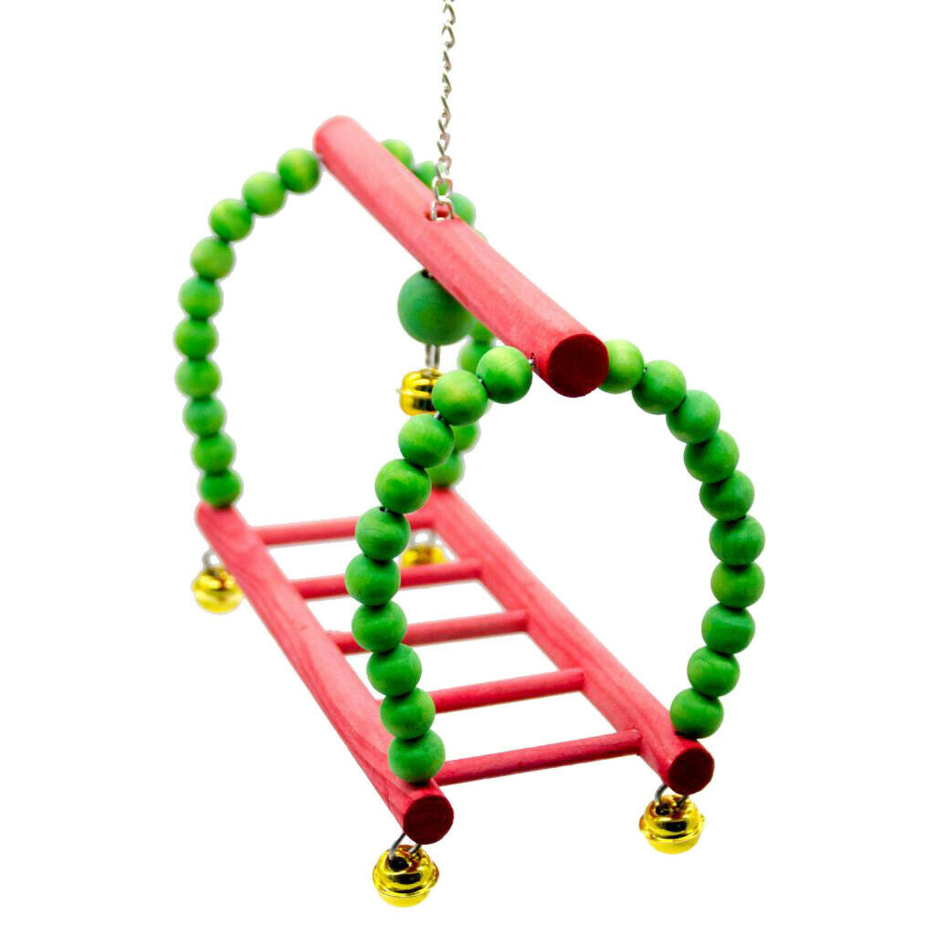 Birds Hanging Ladder Wooden Bridge Steps Stairs Climbing Swing With Bells