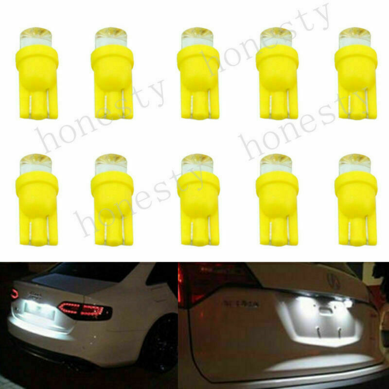 12X T10 Car 1 LED Side Dashboard Wedge Light Bulb License Plate Lamp Yellow D12V