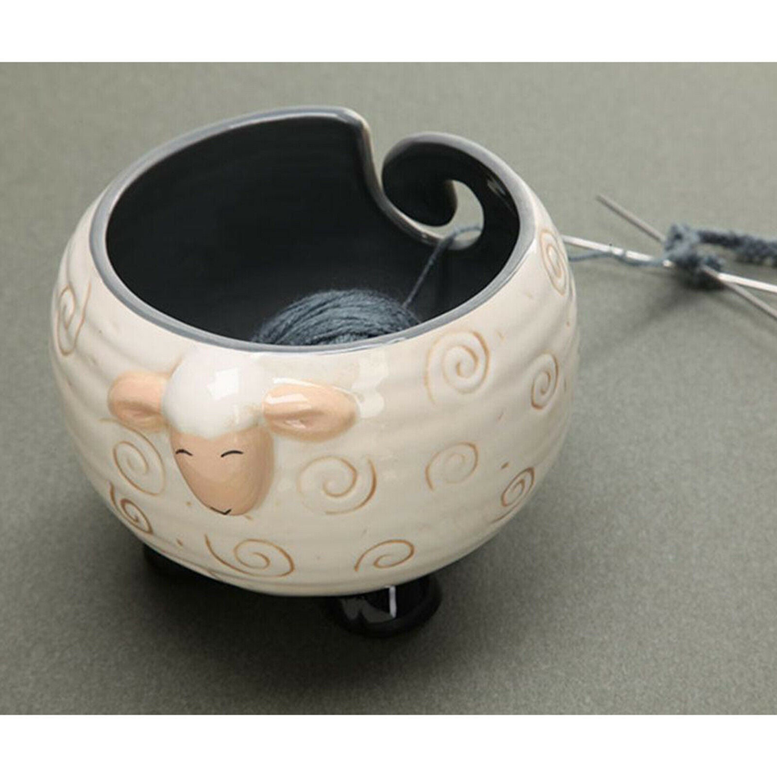 Ceramic Yarn Bowl Knitter Crochet Knitting Craft Storage Bowl Crocheting Hook