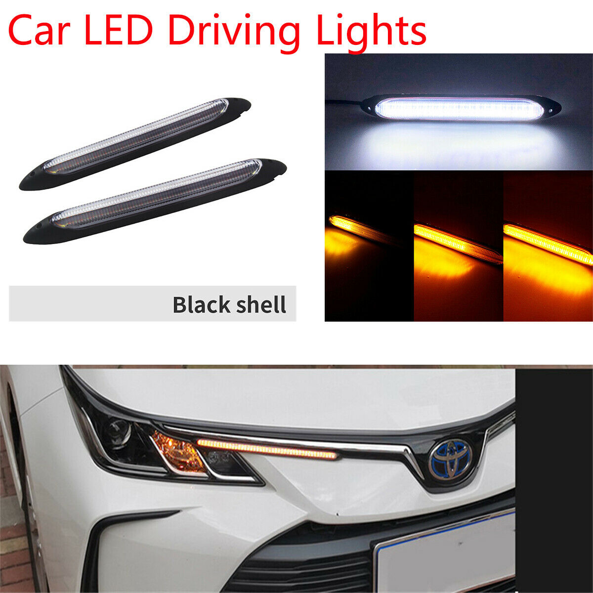 Universal Car LED Daytime Running Lights Sequential Flow Turn Signal Waterproof