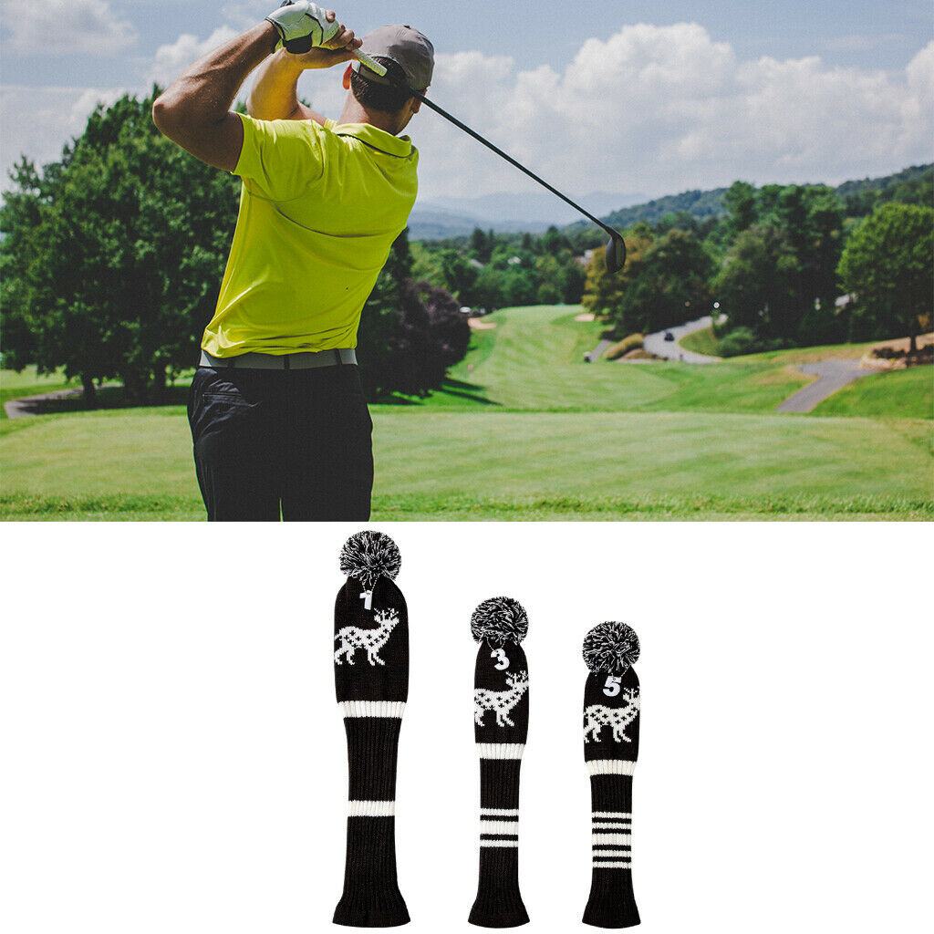 3x Elk Pattern Golf Head Cover Club Wood Headcover Protector Golfer Gift