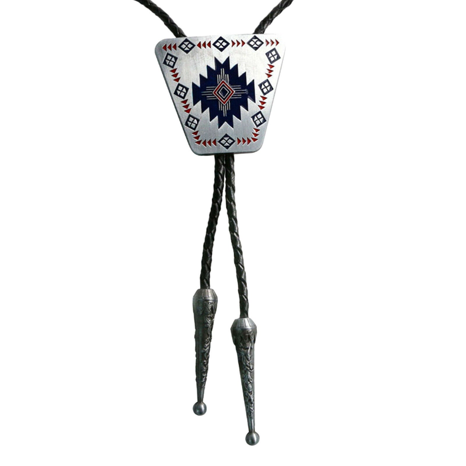 Western  Black Rope Bolo Tie for Men and Women, Native American Leather Bolo Tie