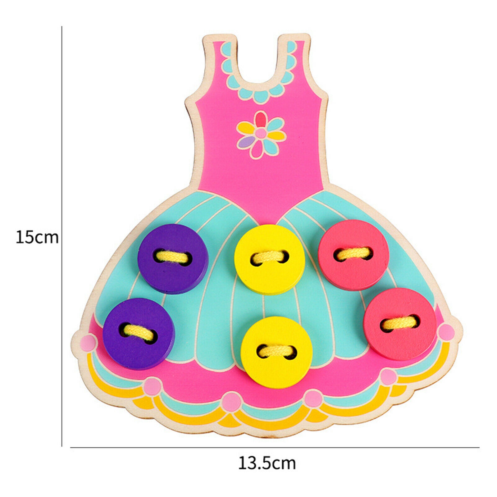 Wooden Clothes Sewing Buttons Toys Toddler Wear Dress Lacing Game Accessory