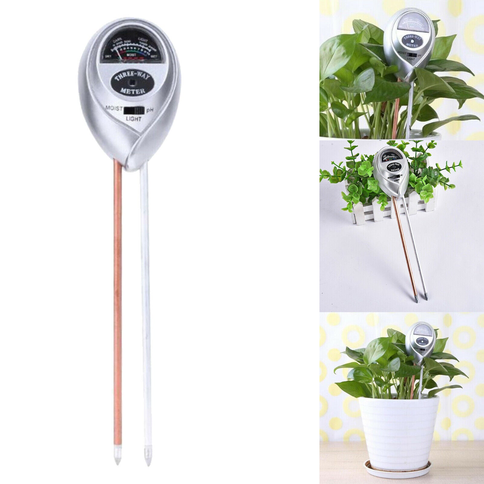 Soil Tester  Plant Moisture Meter Light and PH Tester for Home Garden