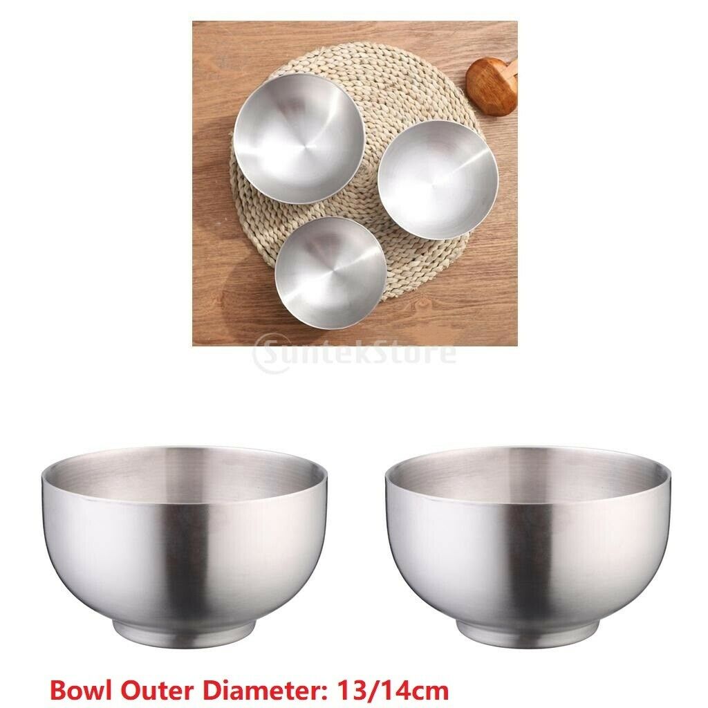 2pc 13/14cm Mixing Bowl Double Walled Bowls Jar Outdoor BBQ Heat Insulated