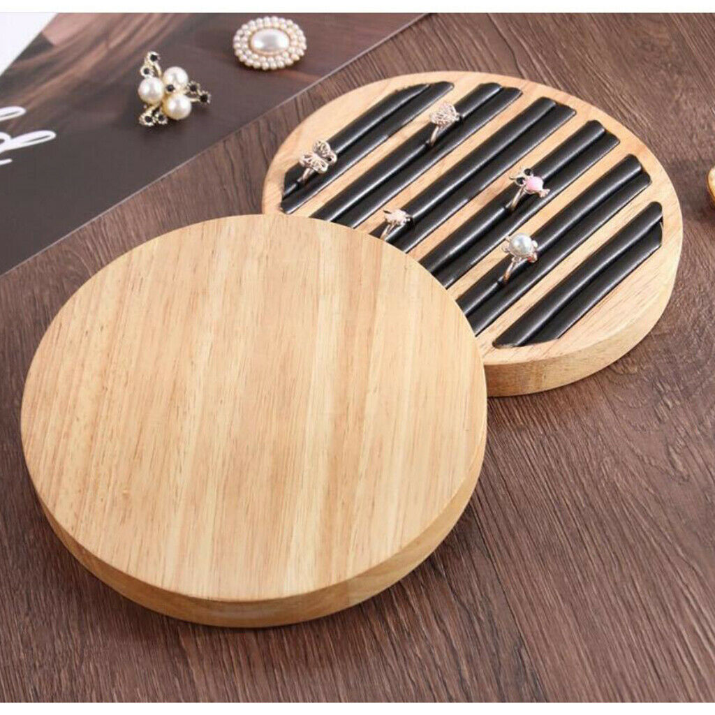 2 Pieces PU Leather Jewelry Ring Display Tray Holder Organizer White Black