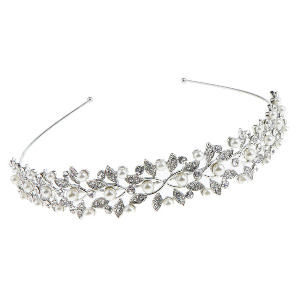 Wedding women crystal bridal flower leaves crown headband tiara