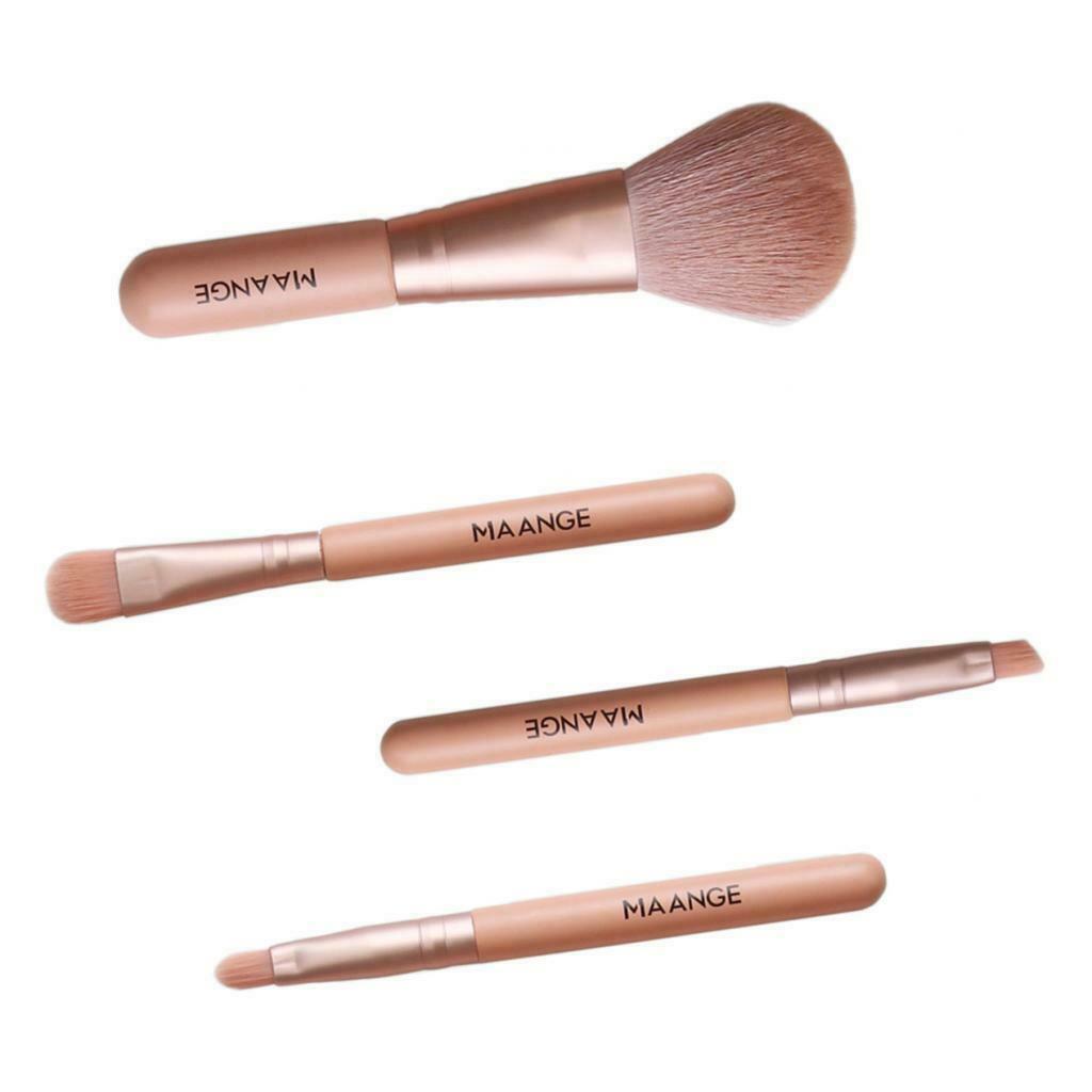 Set of 4 Makeup Brushes Travel Eyeshadow Lips Blending Brush Tool Pink
