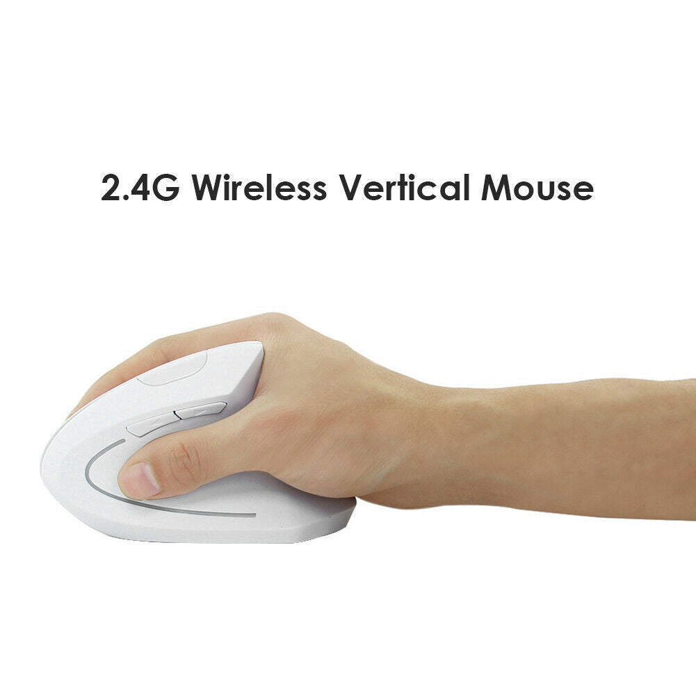 Wireless Vertical Mouse 2.4GHz USB Receiver 6 Buttons Ergonomic PC Mice @