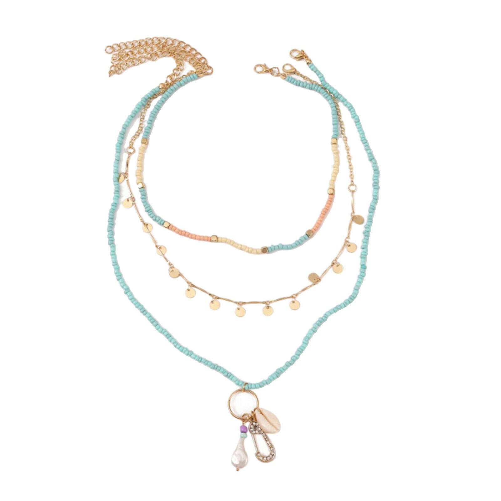 3x/Set Charm Simple Love Heart Shell Necklace Chain Women Girls Accessories