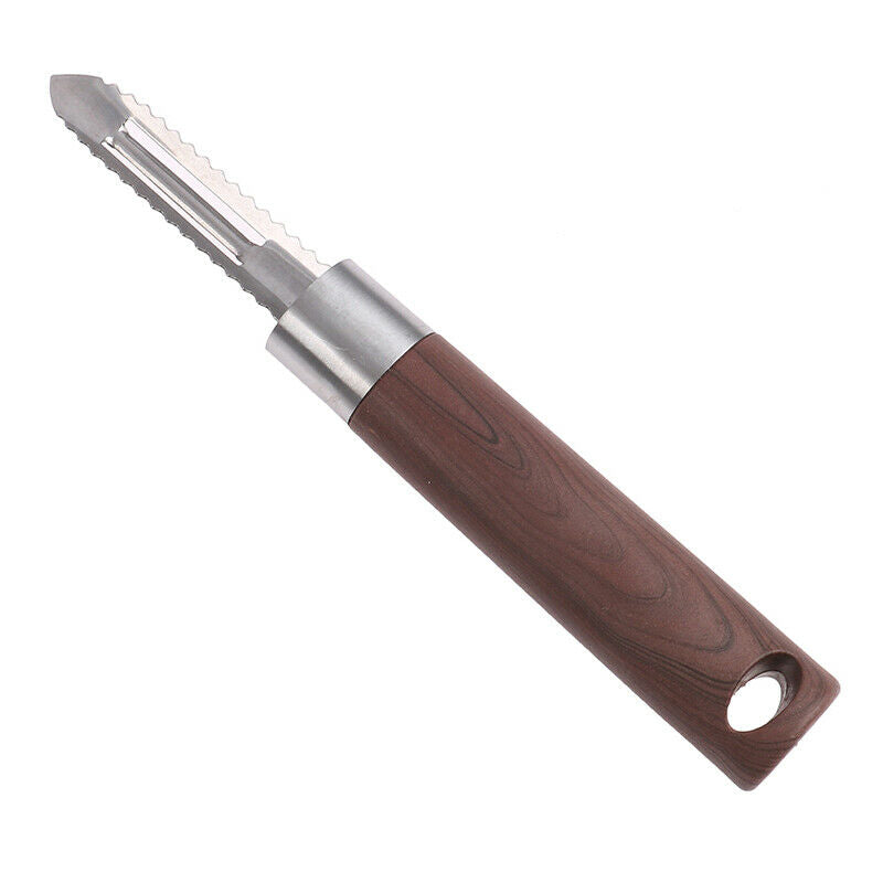 Scraper For Peeling Fruit Fish Scale With Serrated Blade & Wood Grain Han.l8
