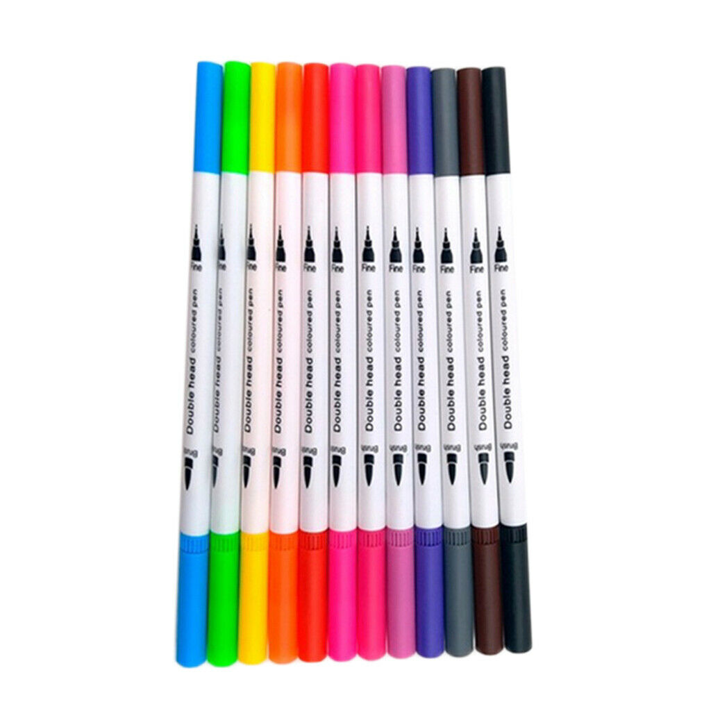 2x 12 Colors Dual Tip Brush Pen Set Blendable Calligraphy ACID FREE ODORLESS