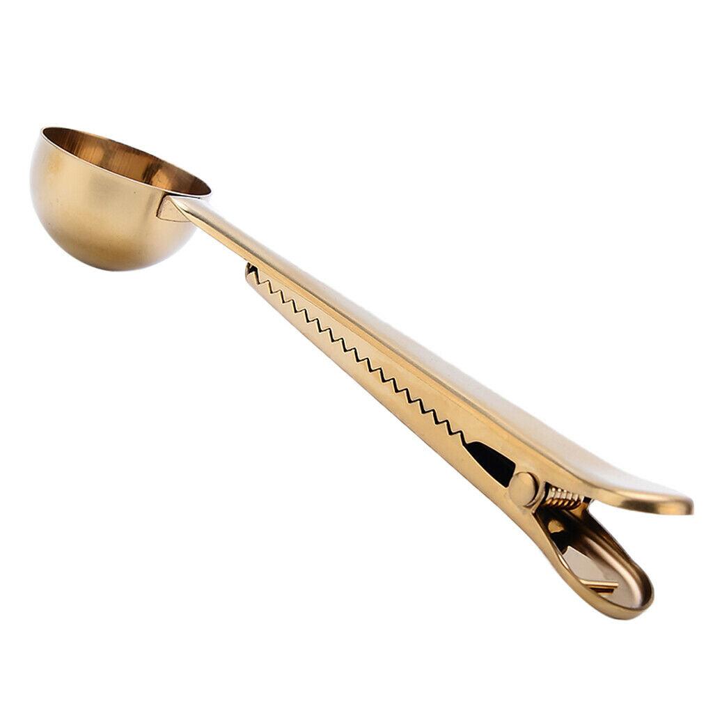 2-in-1 Stainless Steel Coffee Spoon with Food Storage Sealing Bag Clip