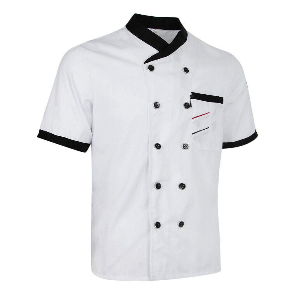 Women Men Durable Chefs Jacket Coat Hotel Kitchen Summer Waiter - White, L